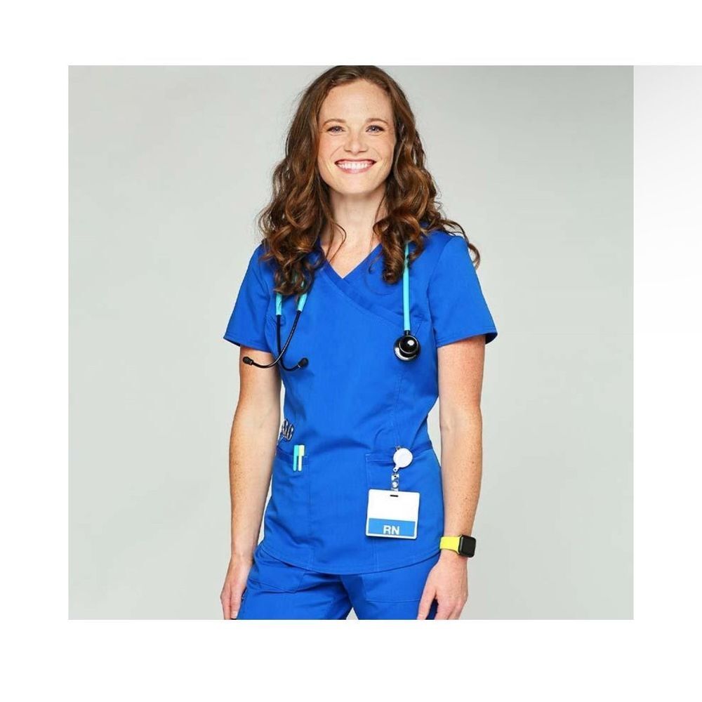 NEW Scrubology Core Women's Mock Wrap Scrub Top S